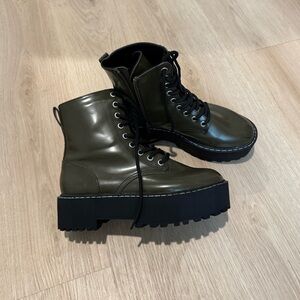 H&M Divided Khaki Green Ankle Boots